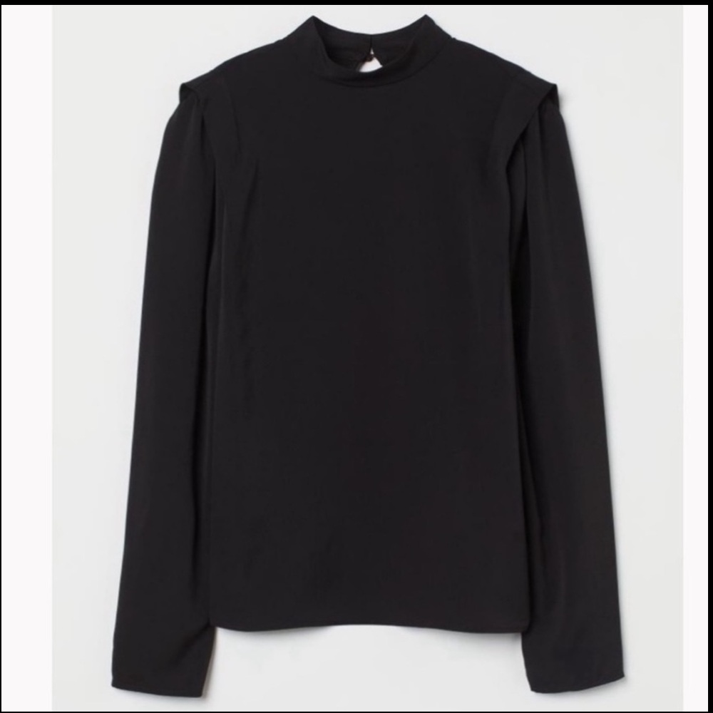 H&M Black Pleated Shoulder Blouse NWT